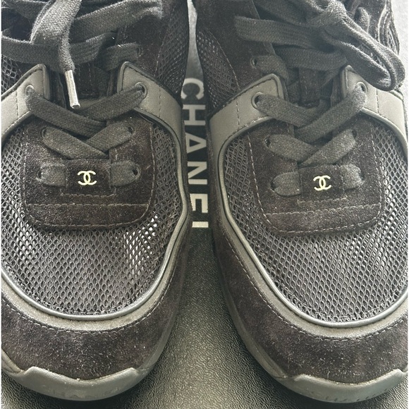 USED WOMEN CHANEL TRAINERS SUEDE - BLACK - Picture 9 of 9